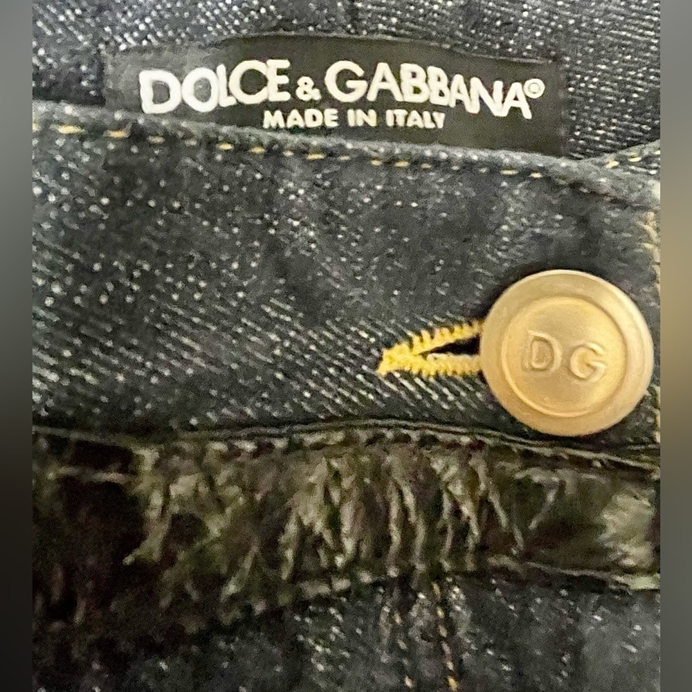 Dolce & Gabbana Women's Dark Blue Skinny Denim & Leather Trim Jeans 40/10 - Picture 4 of 5
